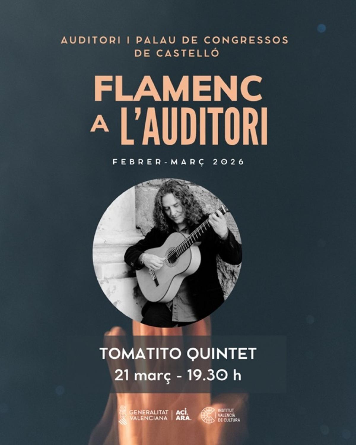 El Auditori de Castelló cierra su ciclo 'Flamenc a l'Auditori' de este primer trimestre de 2026 con Tomatito.