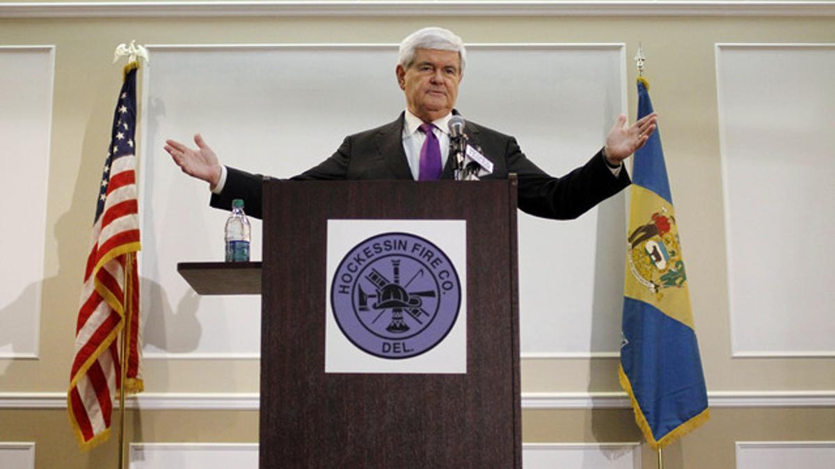 Newt Gingrich, durante un acto electoral en Hockessin (Delaware), el 26 de marzo.