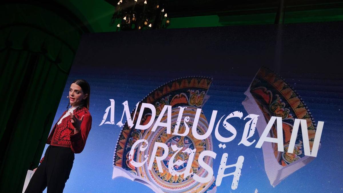 La actriz Macarena Gómez en la presentación del anuncio.