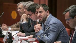 El ’conseller’ Comín, durante su comparecencia en la Comisión de Salud del Parlament.