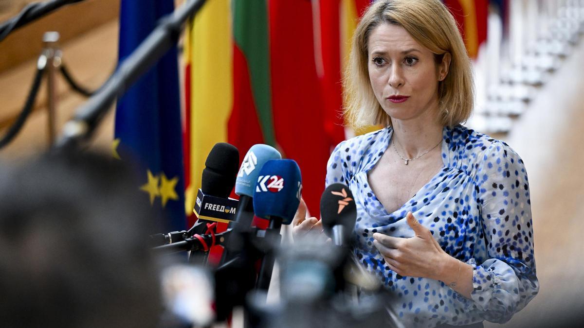 La jefa de la diplomacia de la UE, Kaja Kallas, este lunes en Bruselas.