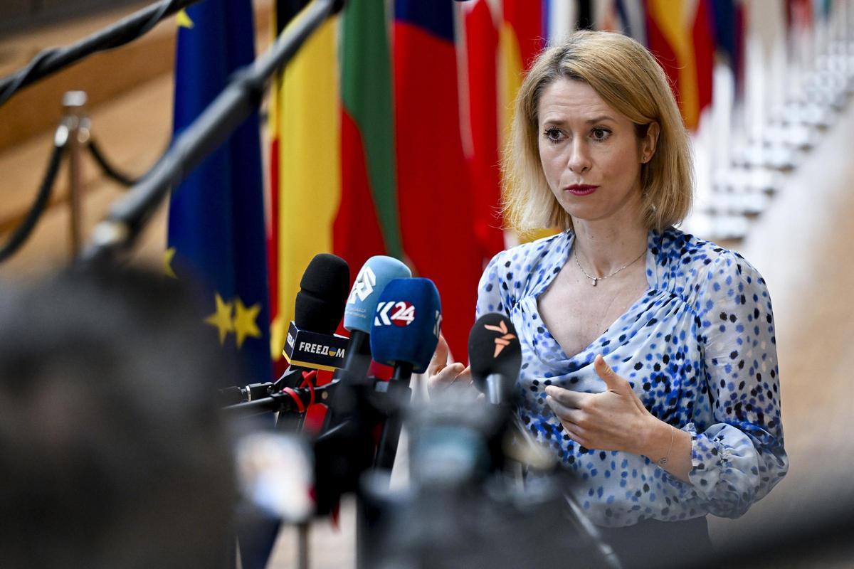 La jefa de la diplomacia de la UE, Kaja Kallas, este lunes en Bruselas.