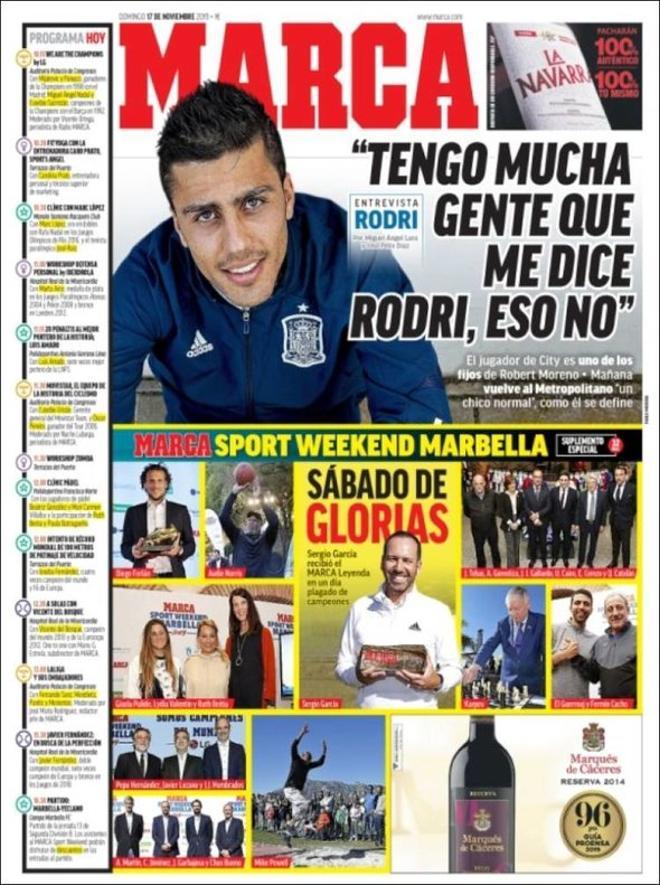 La portada de Marca del 17 de noviembre