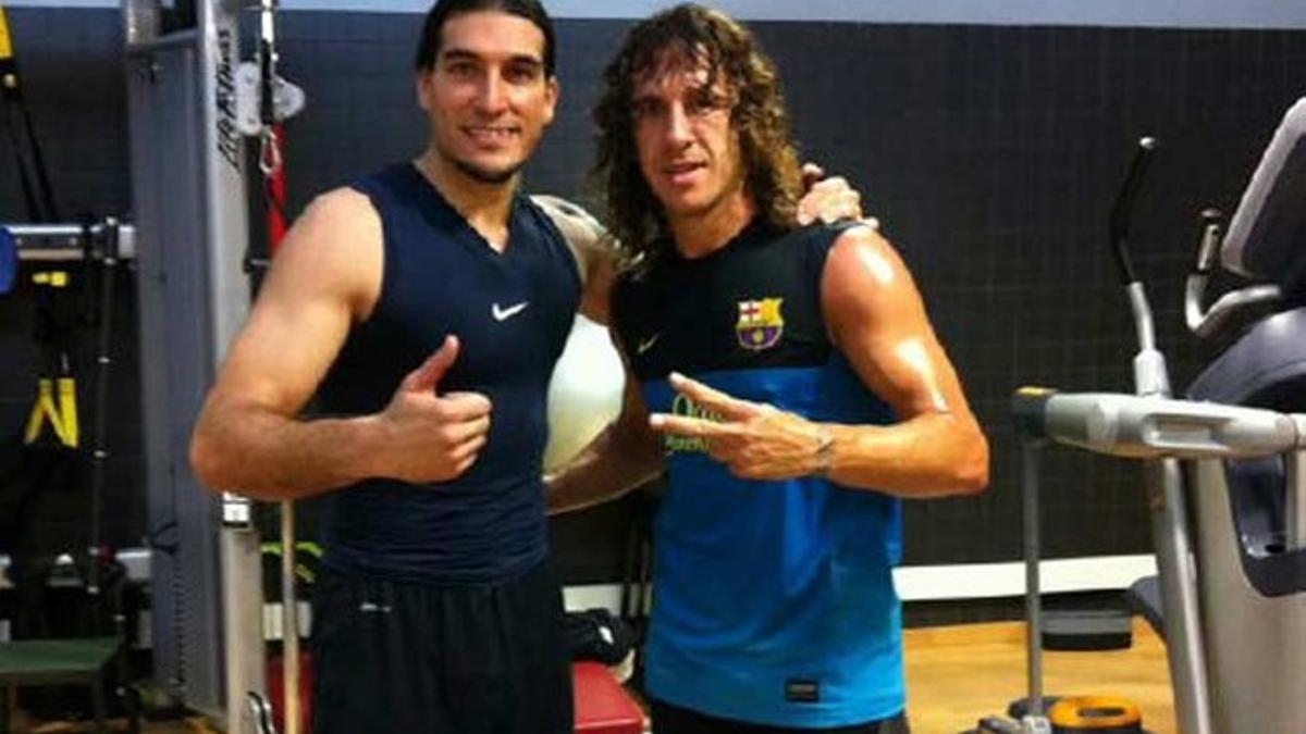 Pinto y Puyol compartieron entrenamiento en el gimnasio