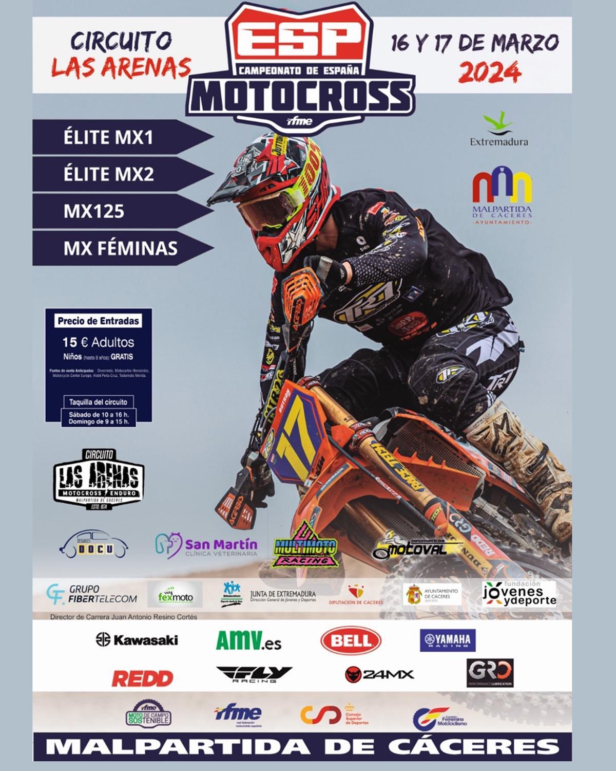 Cartel del Campeonati de España Élite del 16 y 17 de marzo en Malpartida de Cáceres.