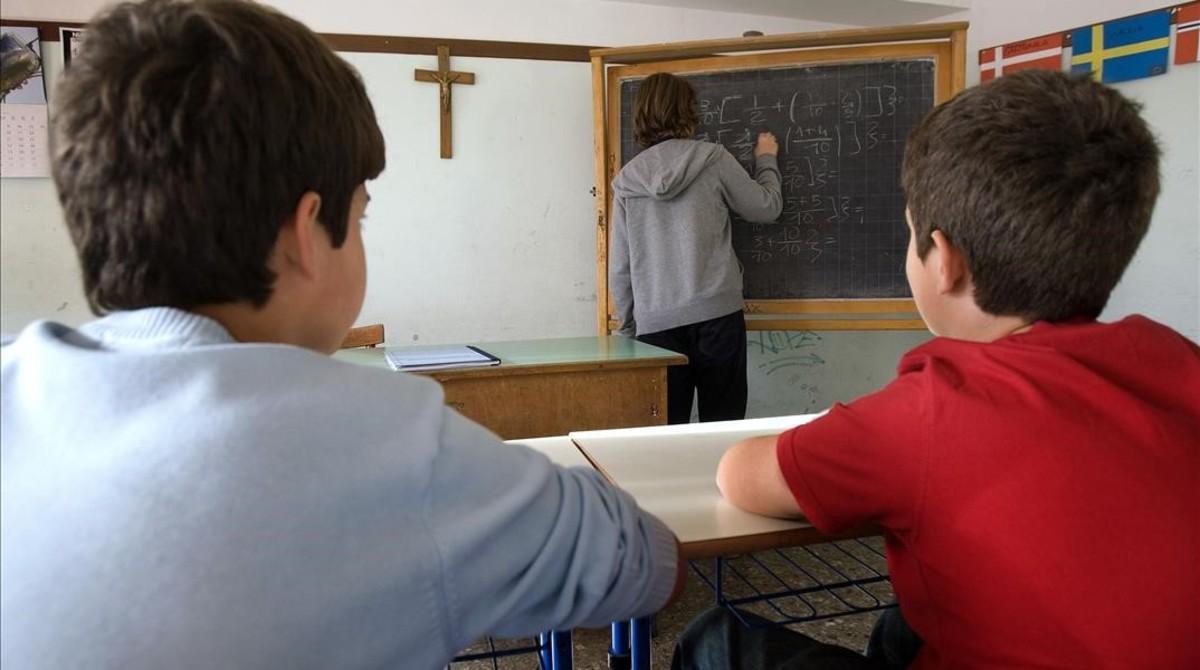 Dos niños, en una escuela italiana de Roma, en el 2009.