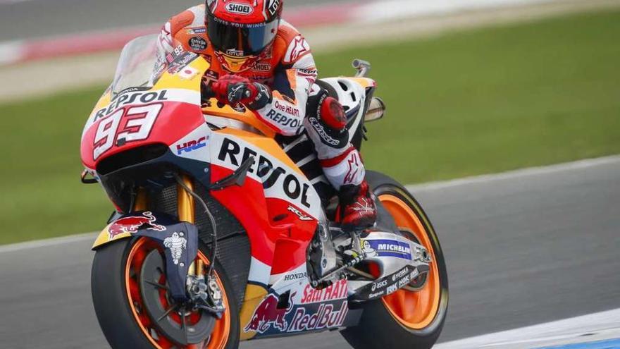 Marc Márquez, ayer, en la sesión de calificación en el circuito de Assen. // Efe