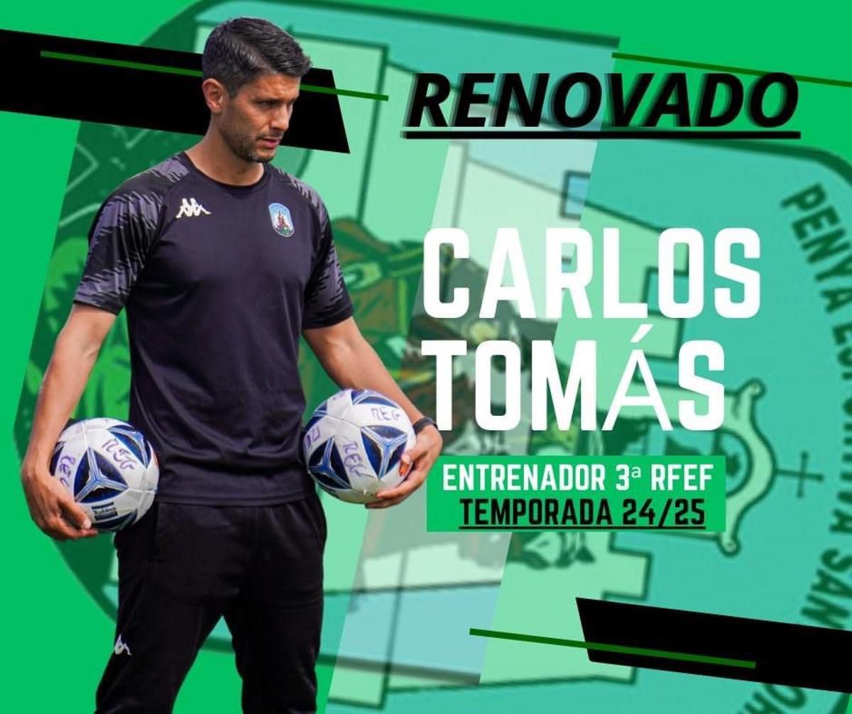 Cartel de renovación de Carlos Tomás con la PE Sant Jordi