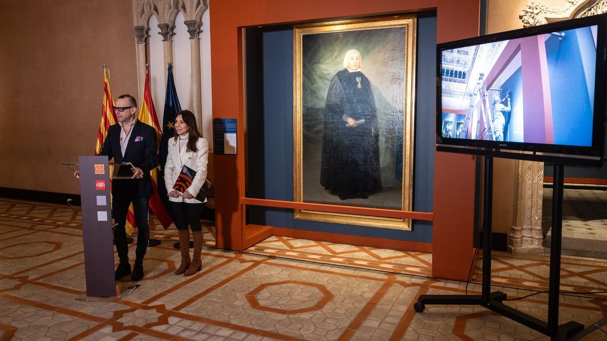 El 'Retrato de José de Cistué y Coll, Barón de la Menglana' se ha presentado este viernes en la Aljafería.