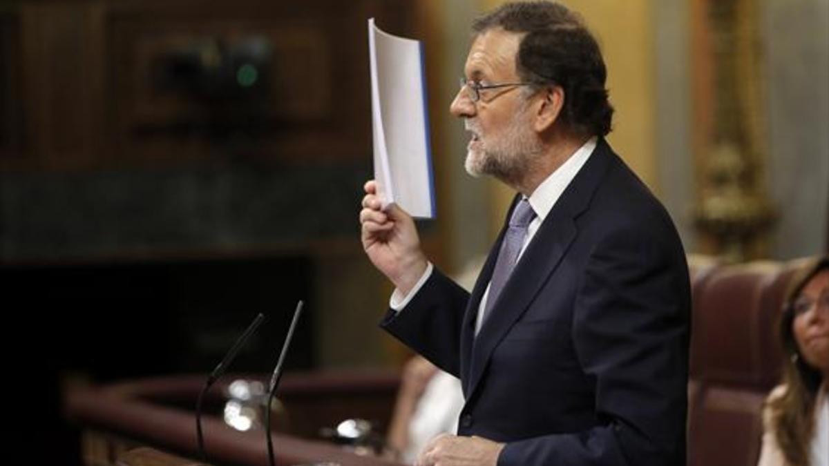 Mariano Rajoy, en la sesión de investidura del pasado mes de agosto, en el Congreso de los Diputados.