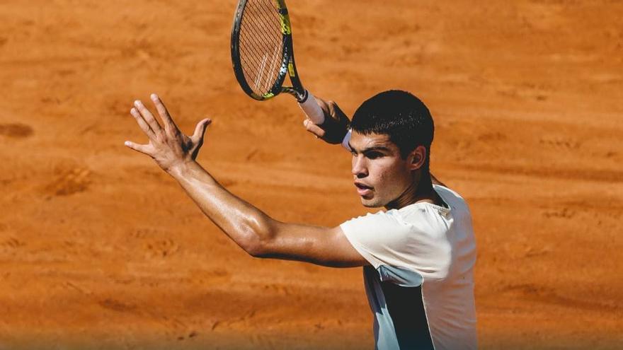 Carlos Alcaraz, durante el encuentro contra Krajinovic