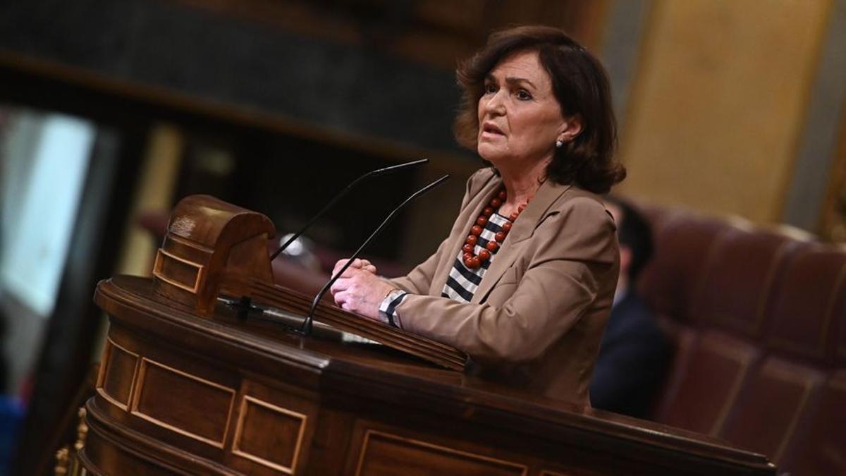 La exvicepresidenta primera, Carmen Calvo, en el Congreso de los Diputados.