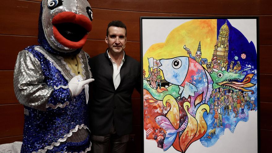 Álvaro Peña une al Dragón de Conte con la mascota, la Quema y la Catedral en el cartel del Entierro de la Sardina 2025