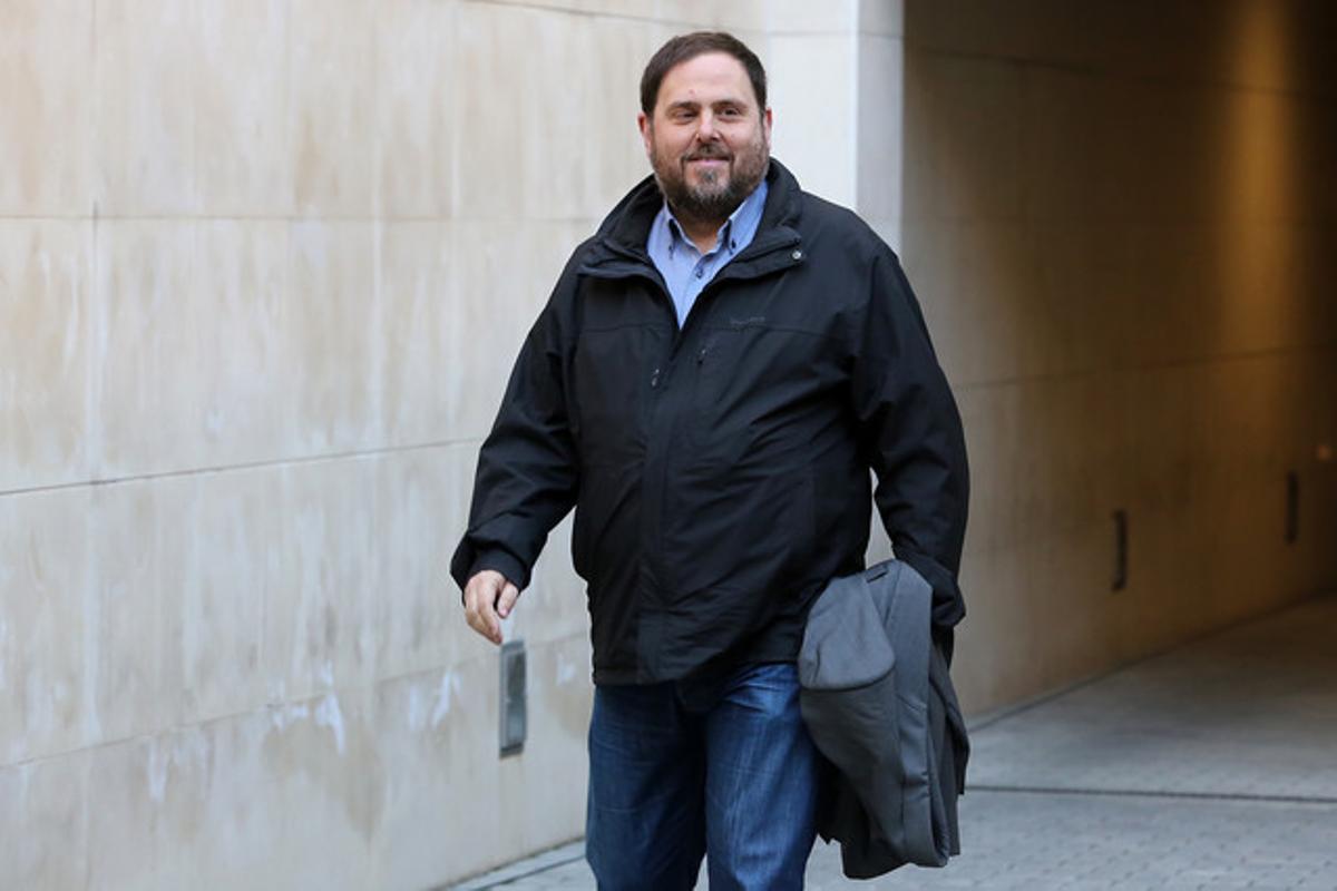 Oriol Junqueras, a la sortida de la seu d’ERC, al gener.