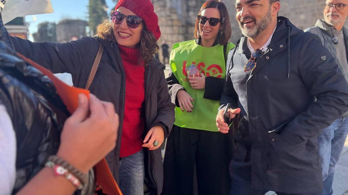 La candidata a la Presidencia de la Junta con Unidas por Extremadura, Irene de Miguel, durante las manifestaciones celebradas en Mérida