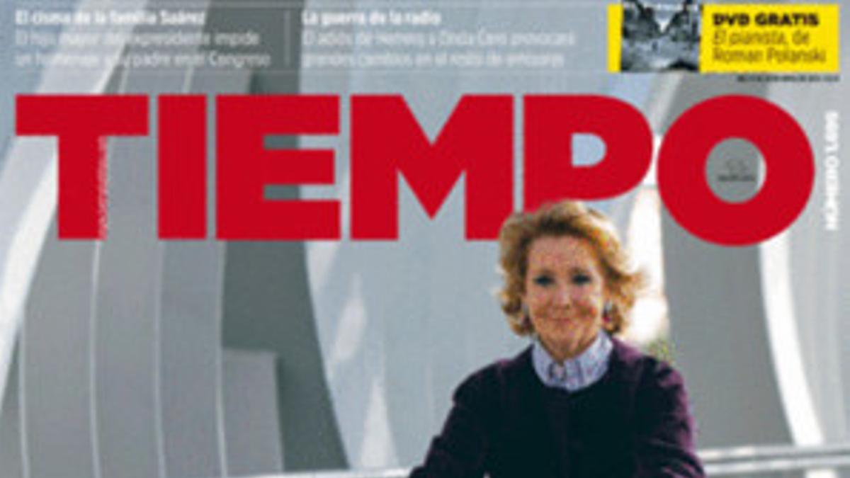 Esperanza Aguirre, en la portada de la revista 'Tiempo'.
