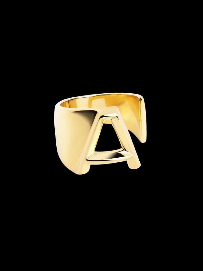 ANILLO LETTER SIGNET BAÑO ORO