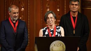 Ramon Vilata, Carme Pigem y Rafael Aranda, en la recepción del Pritzker en Tokio.