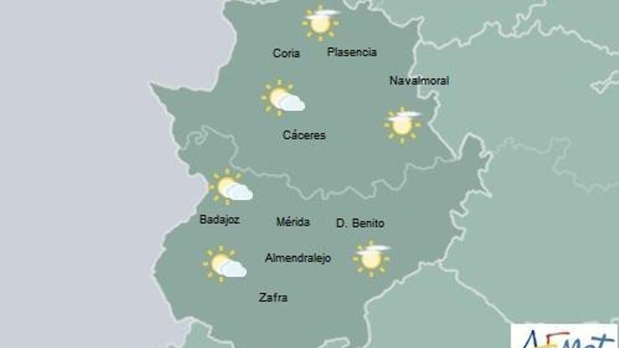 Intervalos nubosos y temperaturas mínimas en ligero ascenso