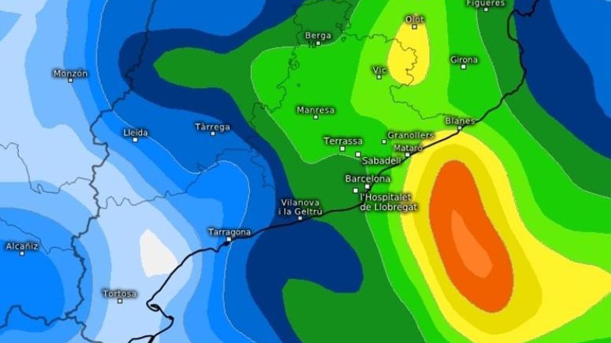 Precipitaciones en el área de Catalunya previstas para esta semana