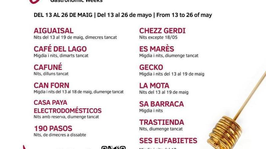 Vuelven a Formentera las Semanas Gastronómicas con 13 restaurantes participantes