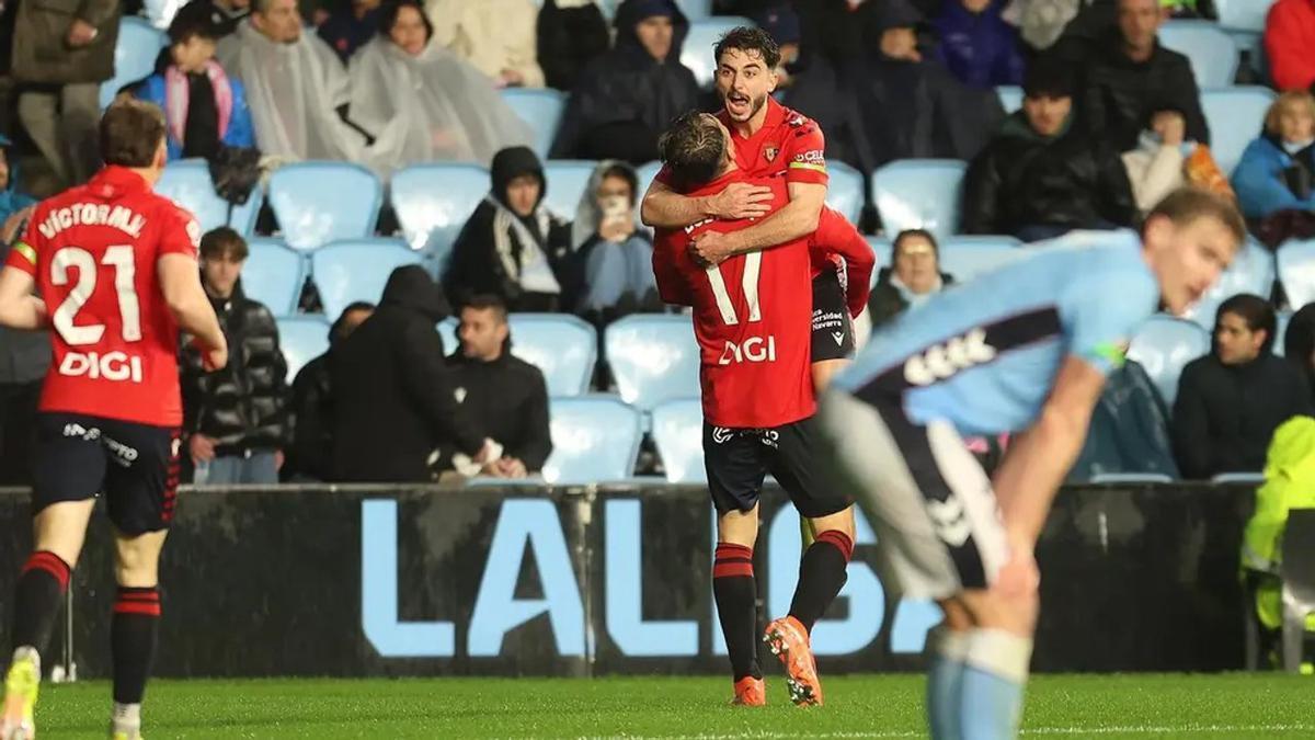 El Osasuna sumó tres puntos contra el Celta de Vigo y se alejó aún más de los puestos de peligro