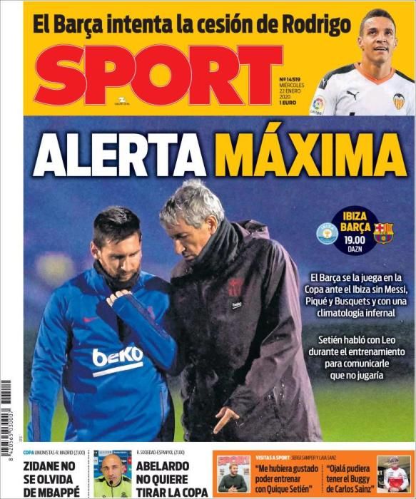 Portada SPORT miércoles 22 enero 2020