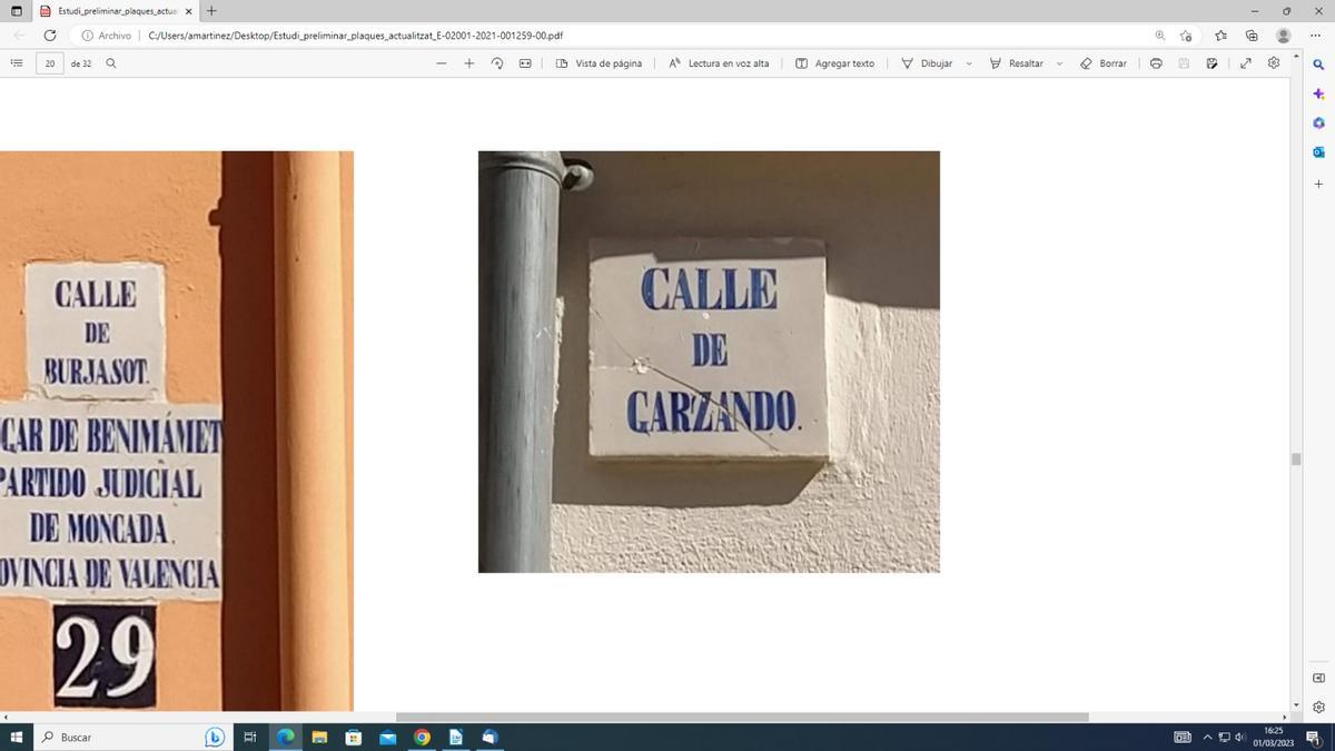 Placa de la Calle de Garzando