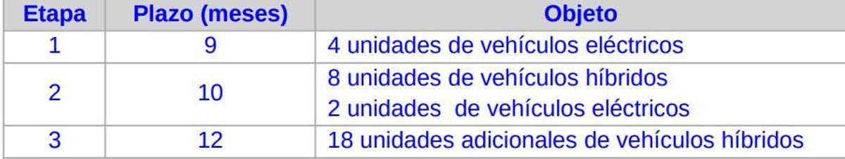 Plazo de puesta en servicio de la nueva flota de autobuses