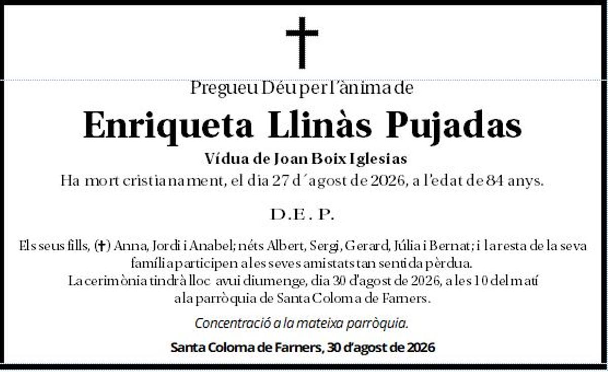 Enriqueta Llinàs Pujadas.