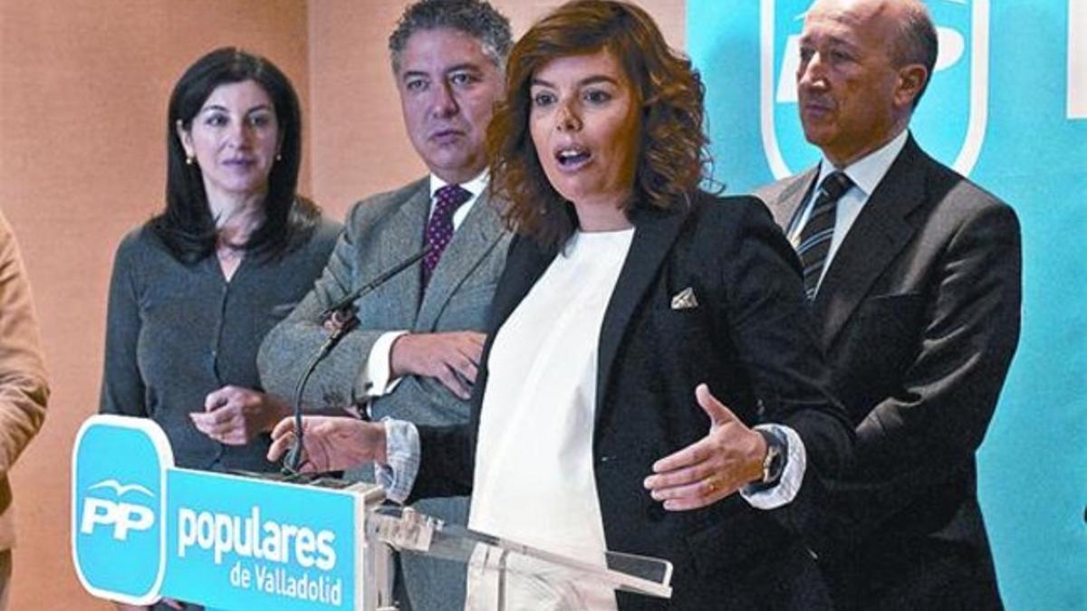 La portavoz del PP en el Congreso, Soraya Sáez de Santamaría, ayer, en un acto de su partido en Valladolid.