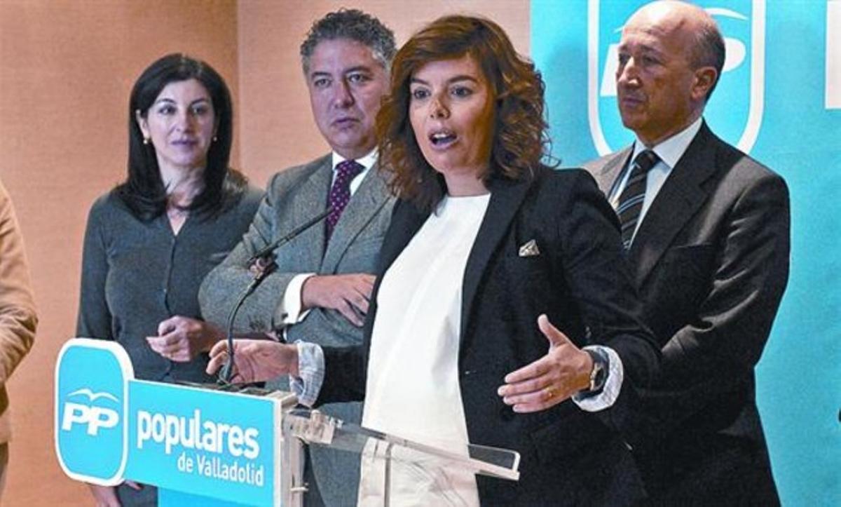 La portavoz del PP en el Congreso, Soraya Sáez de Santamaría, ayer, en un acto de su partido en Valladolid.