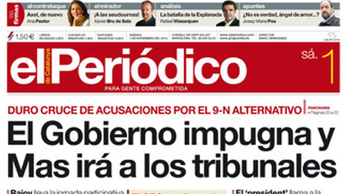 La portada de este sábado 1 de noviembre