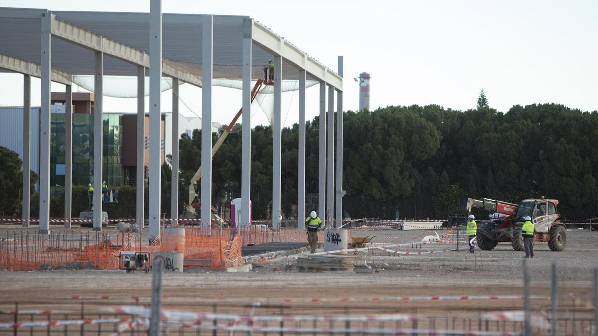 Obras de construcción de una plataforma logística en Sagunt, en imagen de archivo.