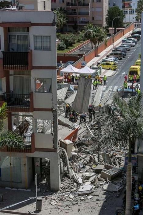 Derrumbe de un edificio de viviendas en Los Cristianos