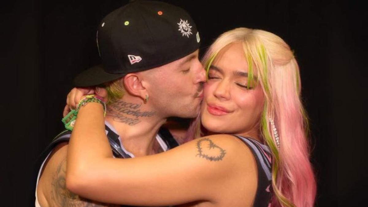 Karol G y Feid en el concierto del colombiano en el Metropolitano, en julio de 2024