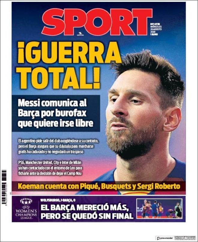 La portada del SPORT del 26 de agosto