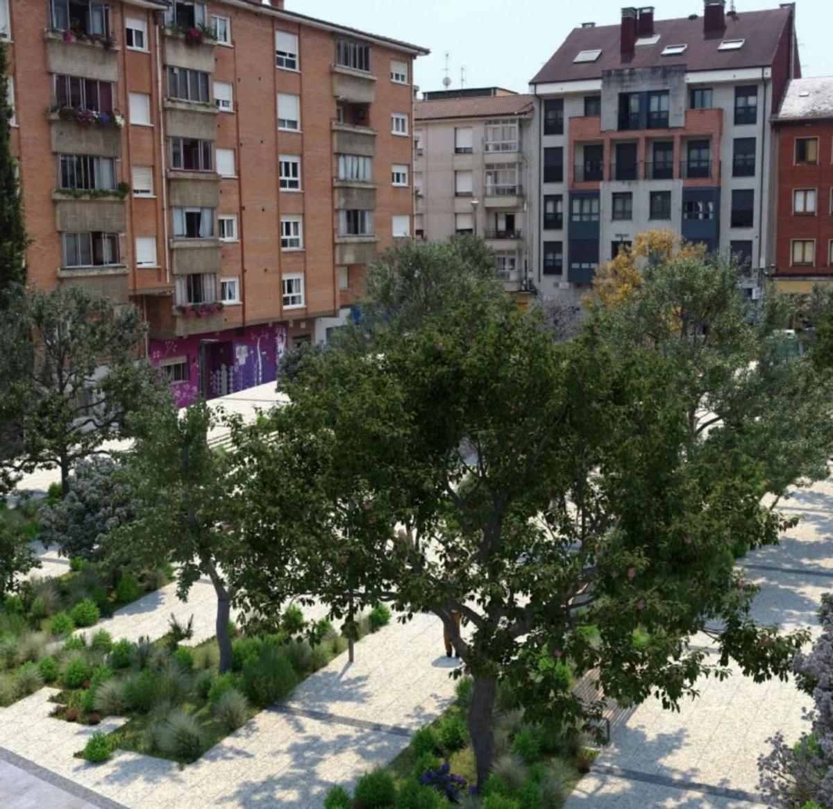 Recreación virtual del futuro parque de Pola de Lena. 