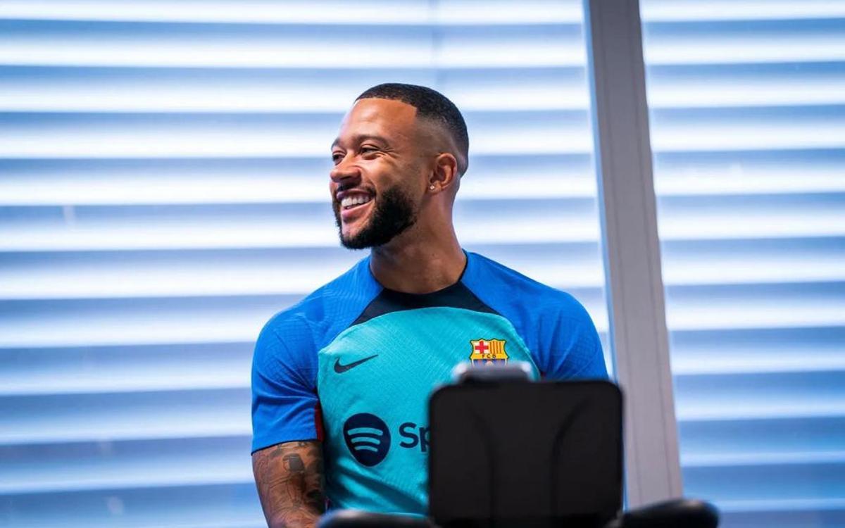 Memphis, en su retorno a los entrenamientos con el Barça tras las vacaciones veraniegas.