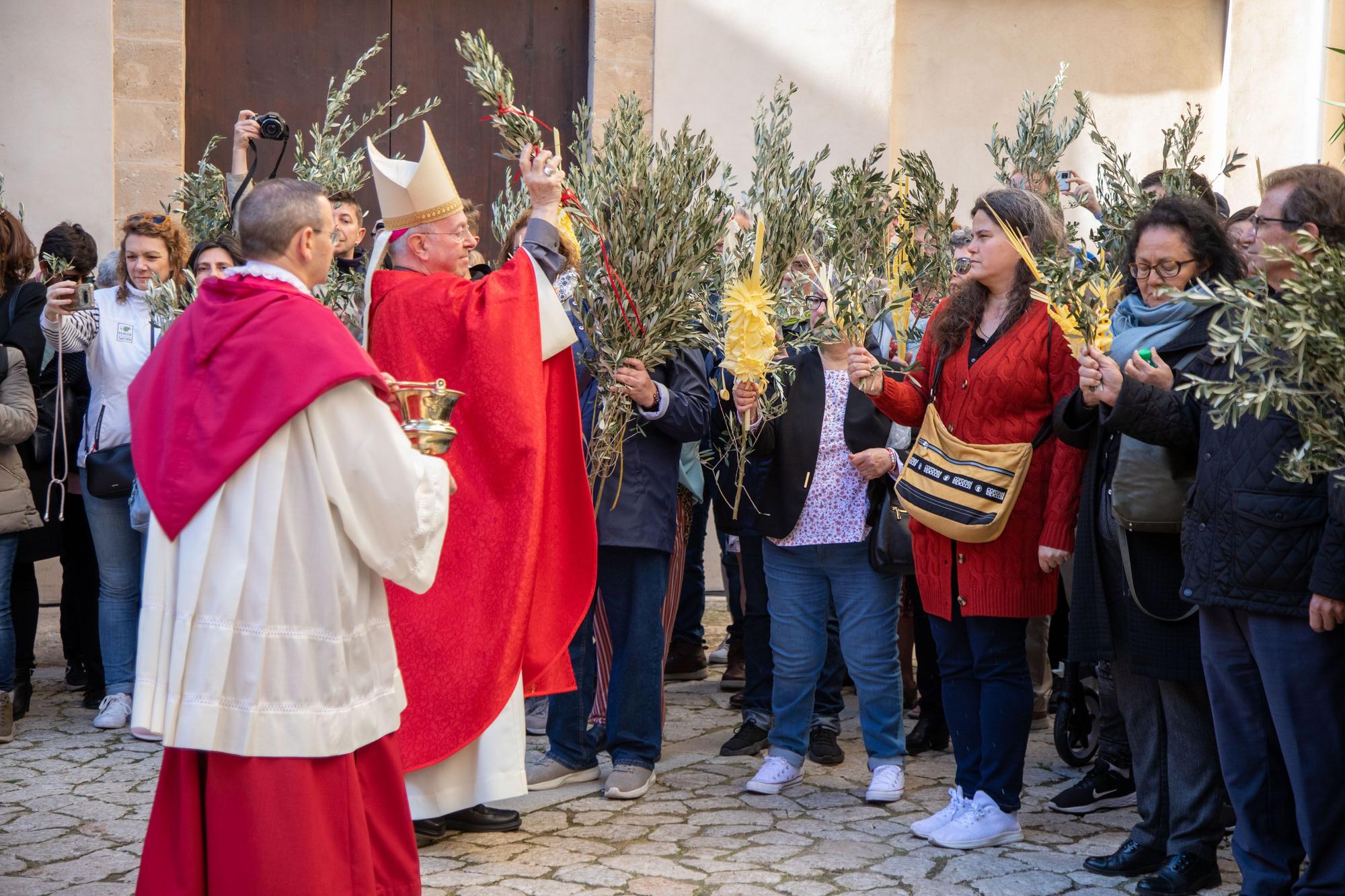 El obispo de Mallorca, Sebastià Taltavull, da el ‘sus’ al Domingo de Ramos, con la la bendición de los ramos y una misa en la Seu