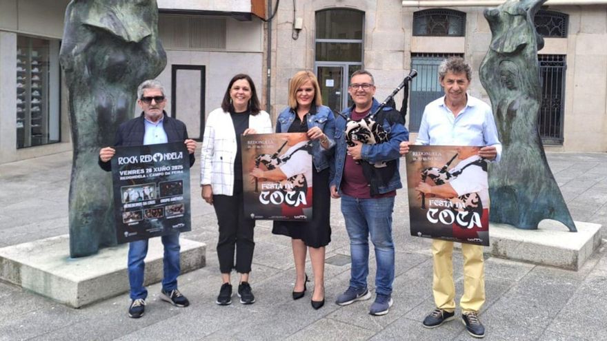 La alcaldesa Digna Rivas, en el centro, ayer durante la presentación de las Festas da Coca. | FdV