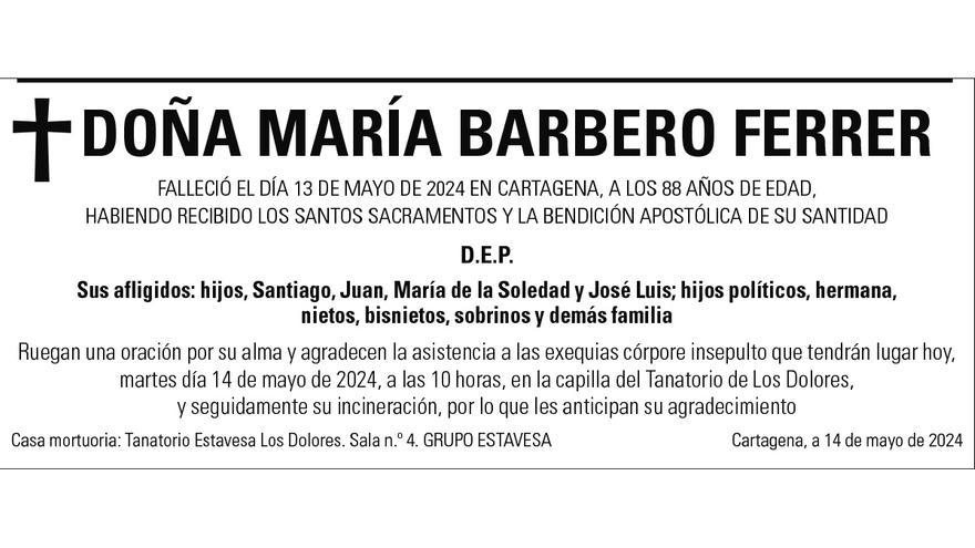 Dª María Barbero Ferrer