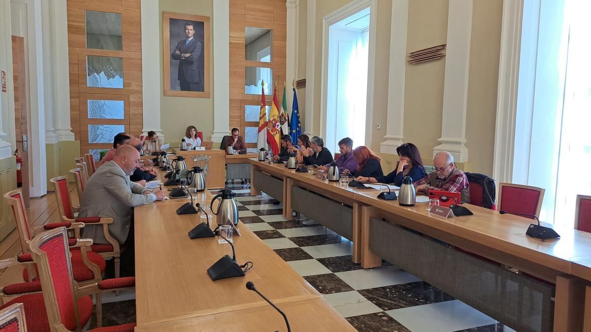 Reunión del Consejo Municipal de Deportes en el salón de plenos de Cáceres.