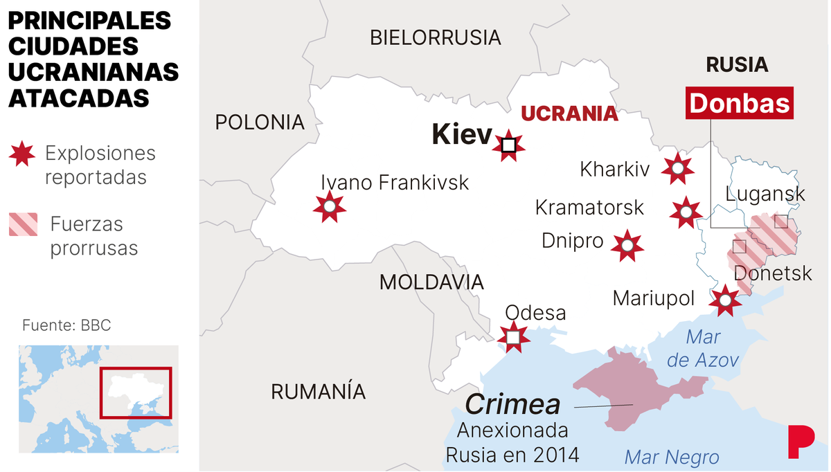 Mapa d’Ucraïna i Rússia: les zones vermelles del conflicte