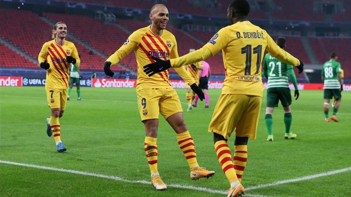 Martin Braithwaite celebra su cuarto gol en tres partidos consecutivos