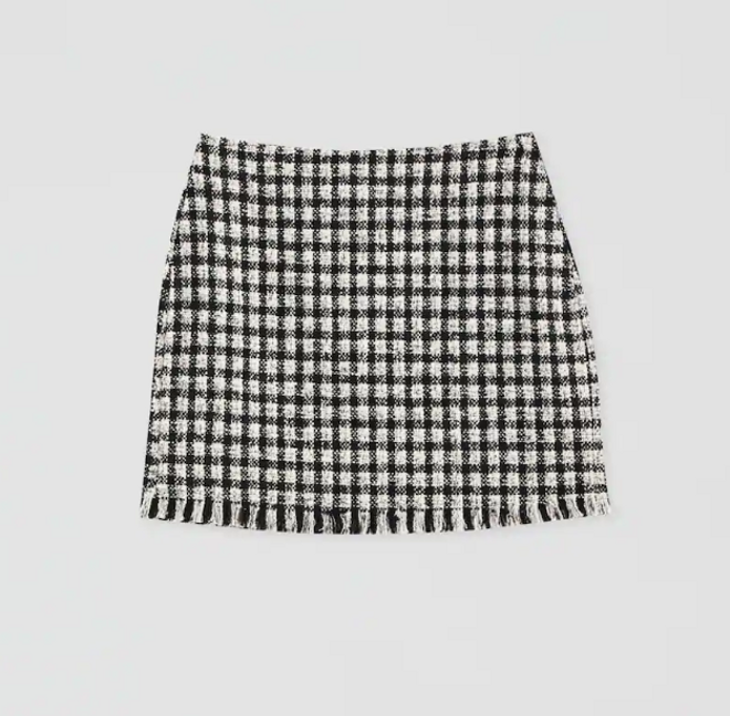 Minifalda deshilachada de cuadros fabricada en tweed por Pull&amp;Bear