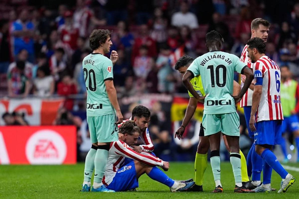 Pablo Barrios, lesionado ante el Athletic