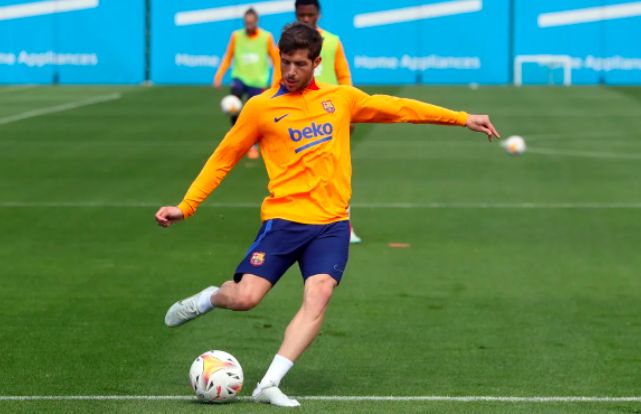 Sergi Roberto, en un entrenamiento del Barça en la ciudad deportiva de Sant Joan Despí.