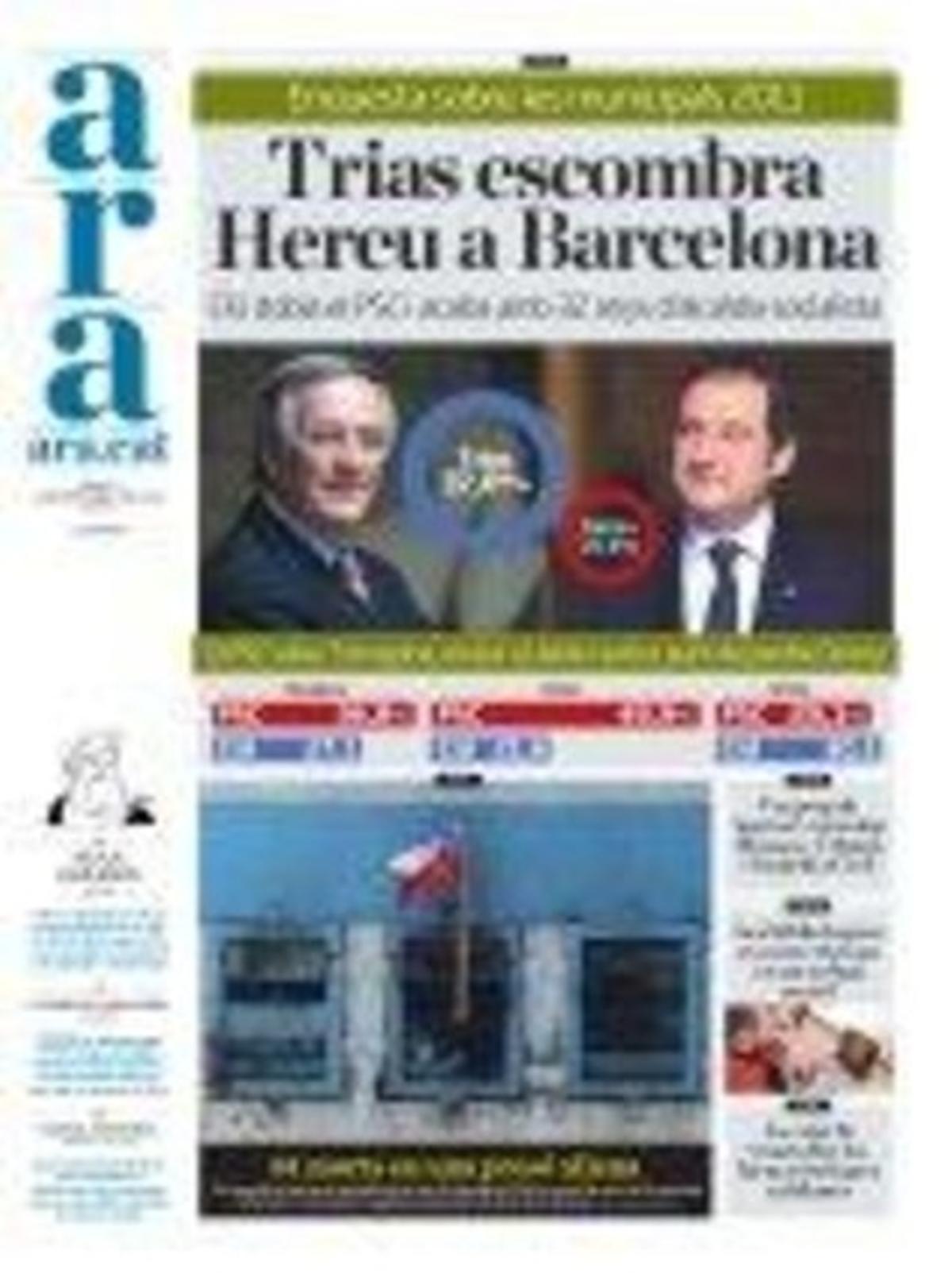 ’Ara’ també destaca a dins que l’ombra d’Anglada es projecta sobre les municipals i adéu a l’últim símbol militar franquista de Barcelona.