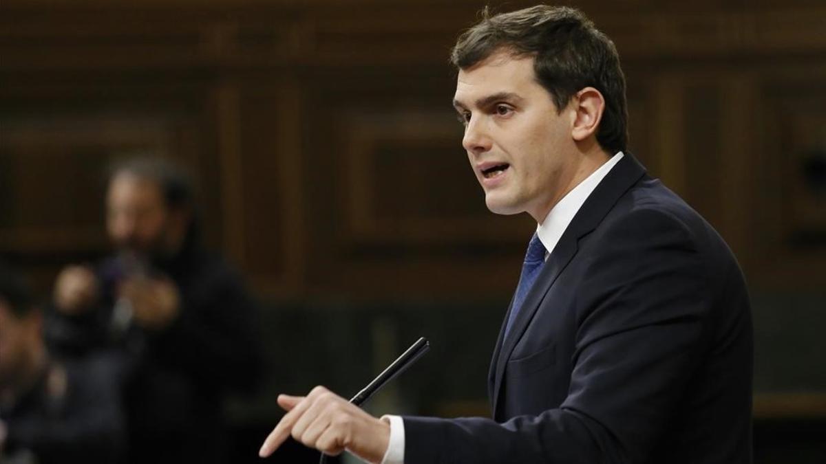 Rivera, durante el debate de la iniciativa sobre la unidad de España, este martes.